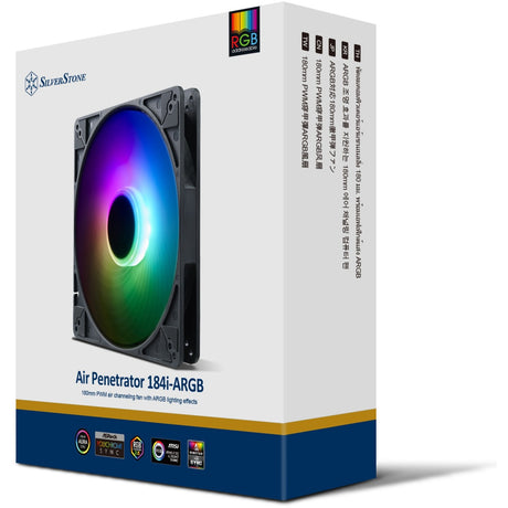 Ventilateur de boîtier Silverstone Air Penetrator 184i ARGB (noir, 180 x 180 x 32 mm, PWM)