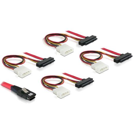 Delock mini SAS SFF-8087 > 4 x SAS SFF-8482 + adaptateur secteur (rouge noir, 1 mètre)