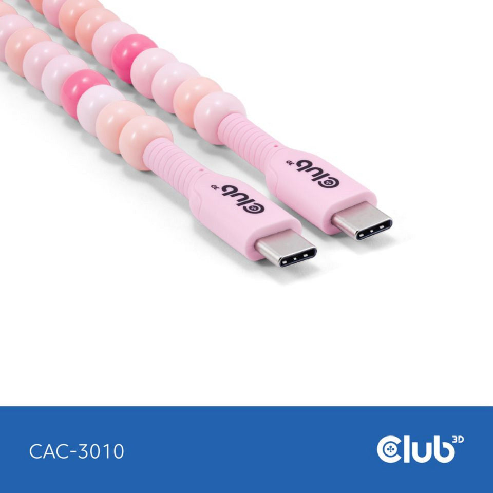 Câble perlé Club 3D USB-C rose, câble de 2 mètres (rose)