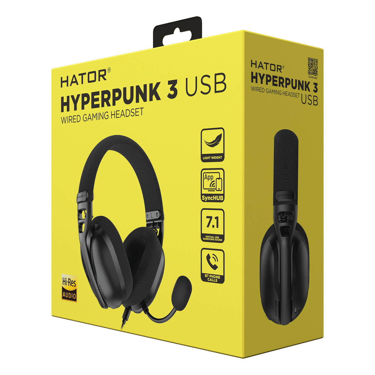 Hator hyperpunk 3 usb over-ear gaming headset (zwart, virtual 7.1 surround sound, usb-a usb-c bluetooth)