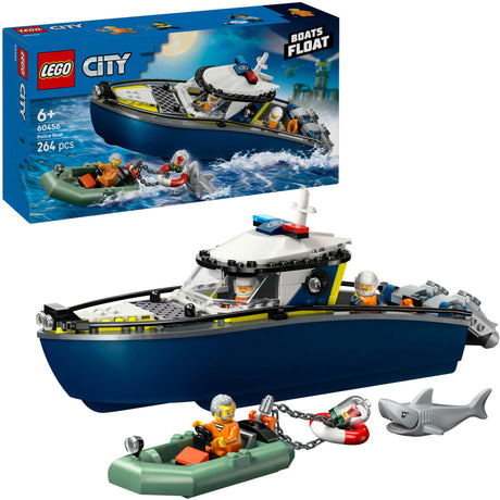Poursuite en ville Lego ® avec un bateau de police, flotte vraiment - 60456