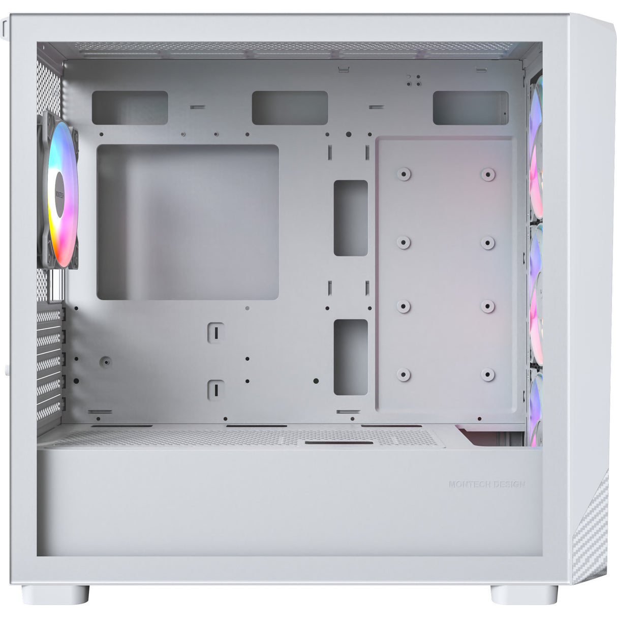 Boîtier tour midi Montech x5m (blanc | 2x USB-A | 1x USB-C | RGB | verre trempé)