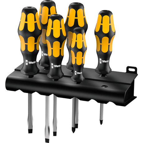 Wera 932 s 6 jeu de tournevis kraftform + support (noir jaune, 6 pièces)