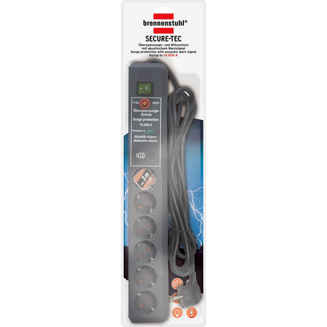 Brennerstuhl secure-tec 19500a + protection contre les surtensions 6x prise (anthracite, 1159540376, pour 6 fiches)