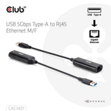 Adaptateur Club 3D USB-A vers RJ45 Ethernet 5 Gbit/s (noir)