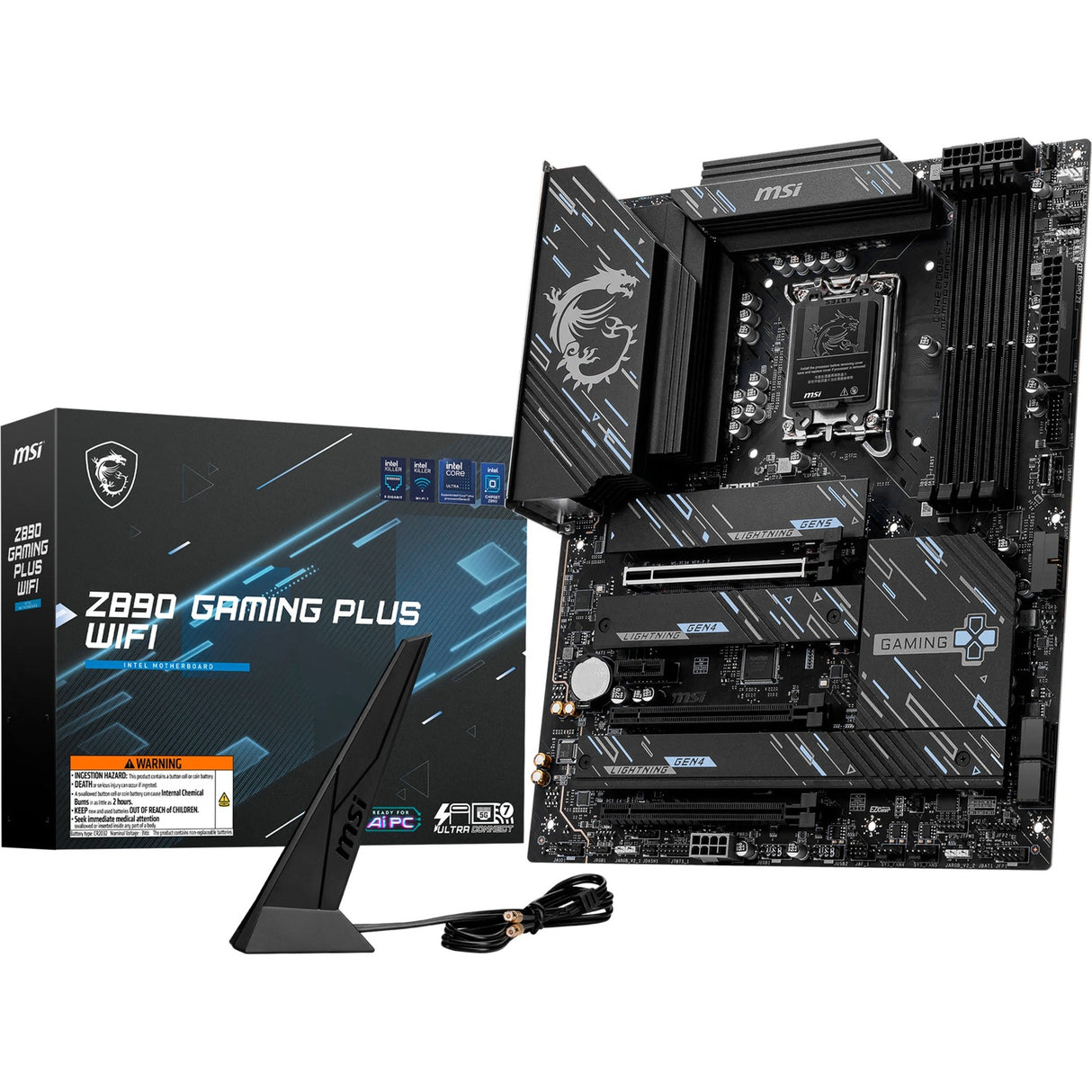 Carte mère MSI Z890 Gaming Plus WiFi Socket 1851 (noir, RAID, 5 Go-LAN, WLAN, BT, son, ATX)