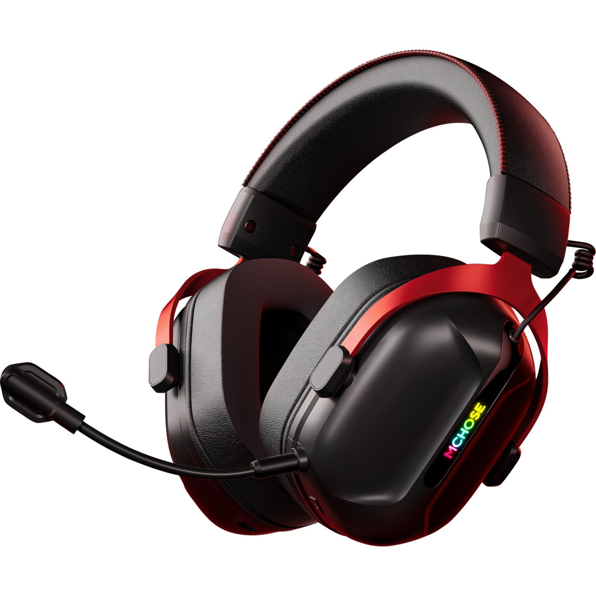 Casque de jeu supra-auriculaire sans fil Mchose s9 pro (noir rouge, ordinateur portable, smartphone, commutateur Playstation, Bluetooth filaire type-c 2,4 g)