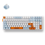 Mchose G98 Pro Orange Blue Snow Tiger Clavier de jeu mécanique RVB personnalisé tri-mode sans fil (bleu, disposition américaine (Qwerty), TTC Snow Tiger, RVB, échange à chaud, PBT double prise, sans fil | Bluetooth | USB-C)