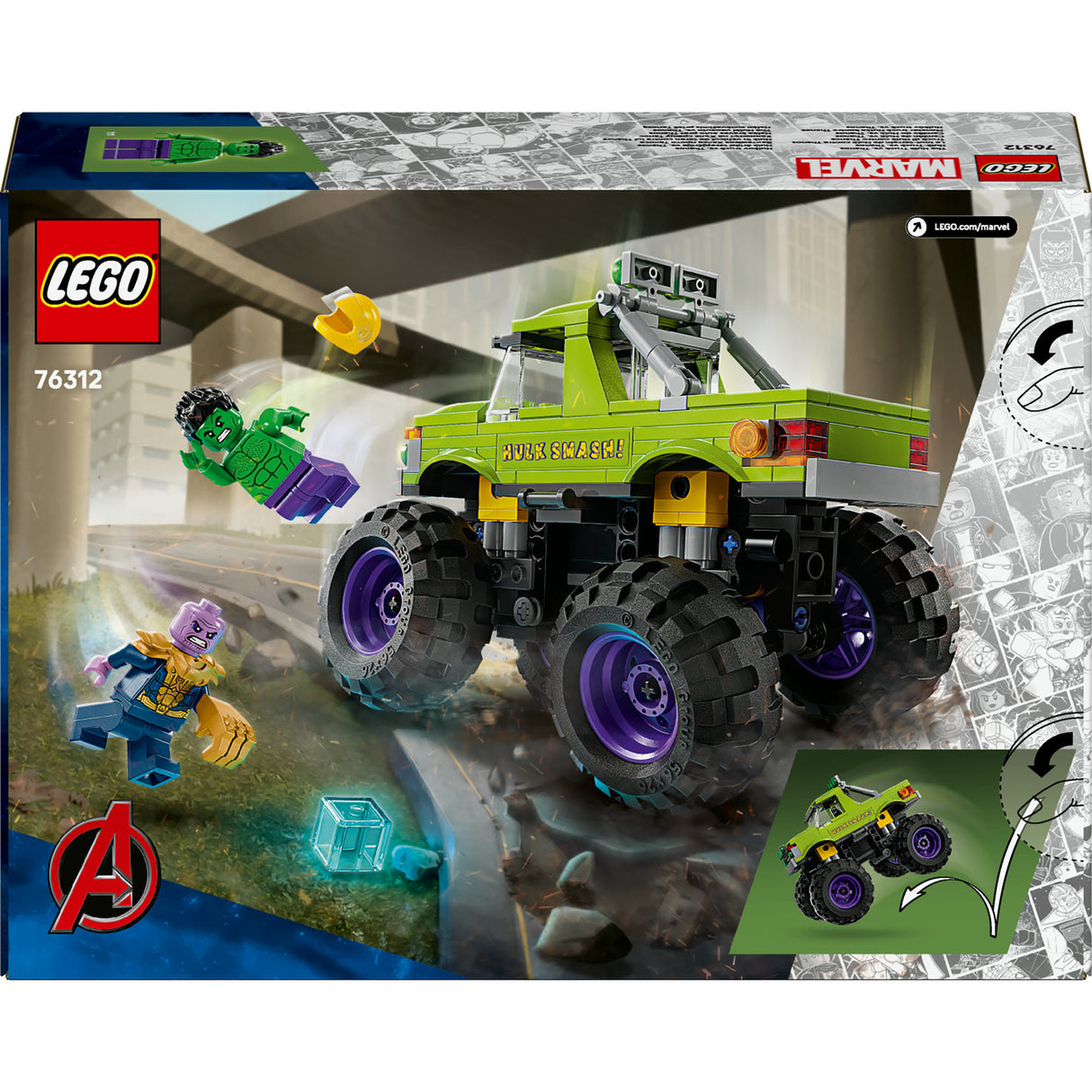 Lego Marvel le camion Hulk contre Thanos - jouets de super-héros - 76312