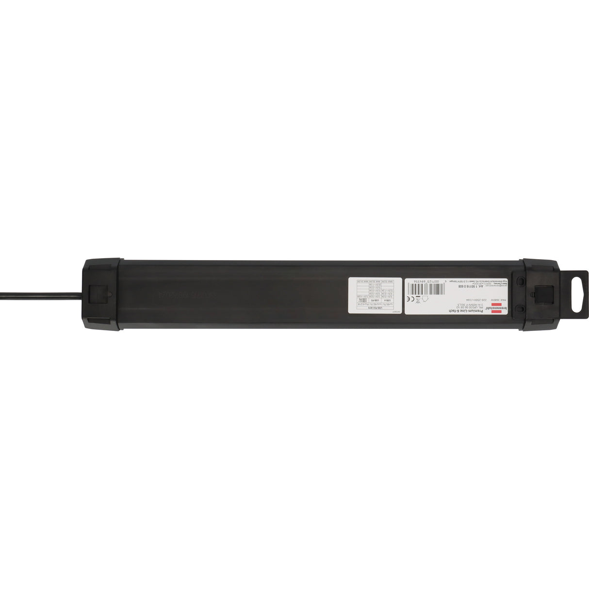 Multiprise Brennerstuhl premium-line à 6 prises avec USB-C PD 30 W et multiprise USB-A 18 W (noir, 1x USB-A, 1x USB-C)