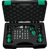 Wera 7440 41 42 Jeu de tournevis dynamométriques Kraftform 0,3-6,0 nm (noir vert, 27 pièces, avec mandrin sans clé Rapidaptor)