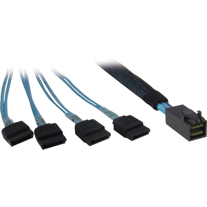 Câble inter-tech sff 8643 > 4x sata (noir bleu, 0,5 mètre (partiellement blindé))
