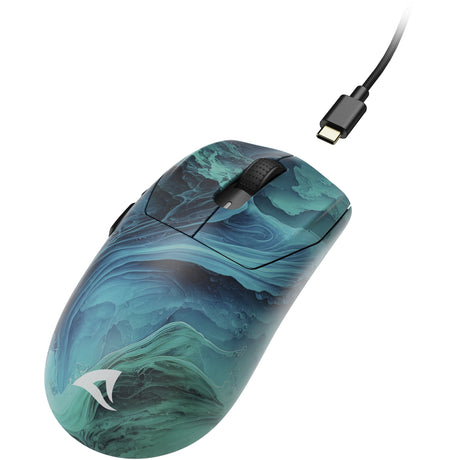 Souris de jeu Sharkoon sgm25w (bleu turquoise, 12 000 dpi, LED RVB)