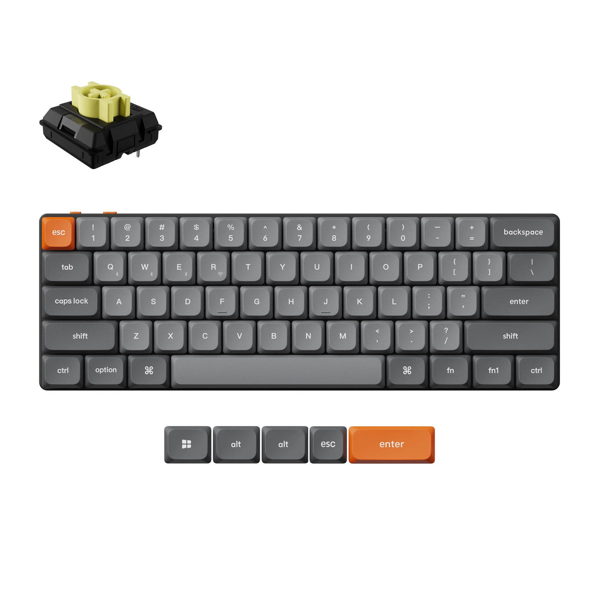 Clavier mécanique Keychron K9 Max-H4 RGB (noir, disposition américaine (QWERTY), banane milk pom, 60 %, LED RVB, PBT double-shot, hot swap, USB-C | 2,4 GHz | Bluetooth 5.1)