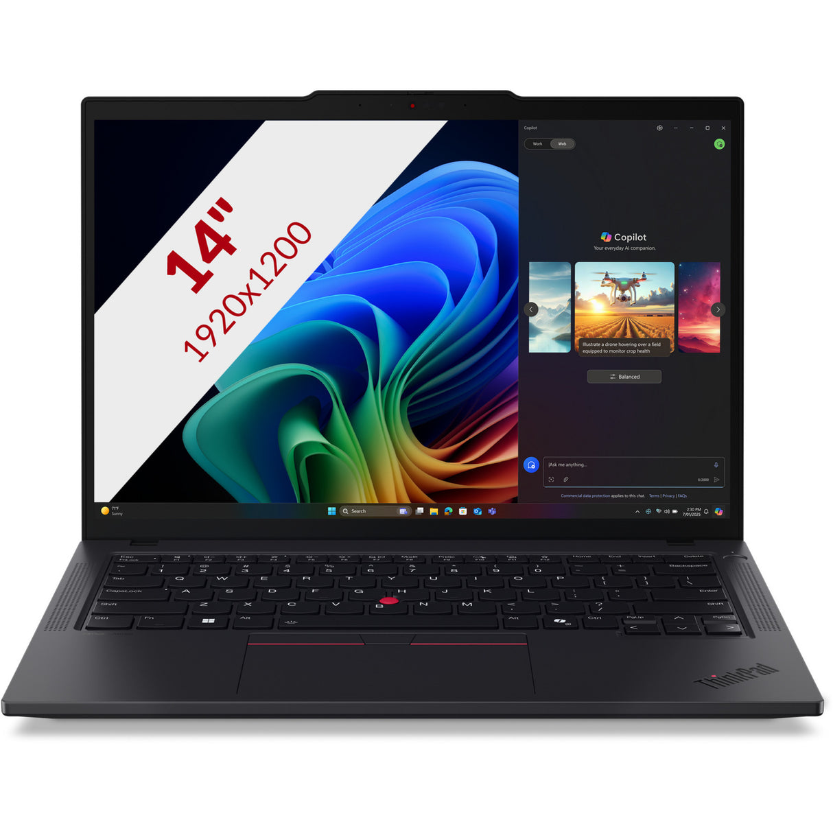 Lenovo thinkpad t14 gen 6 (21qj005emh) 14 copilot + ordinateur portable (noir | ryzen ai 7 pro 350 | radeon 860m | 32 go | SSD 1 to)