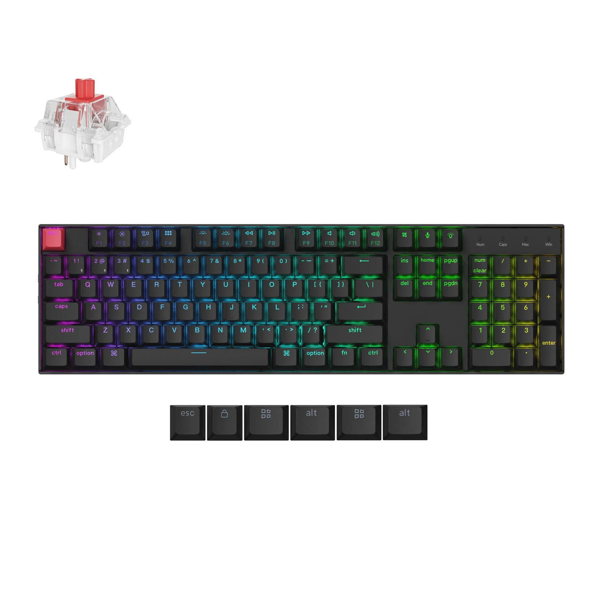 Clavier mécanique Keychron k10x-h1 rgb (noir, disposition américaine (qwerty), super rouge, 100%, rgb, touches pbt double-shot cerise, échange à chaud, bluetooth usb-c)