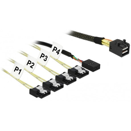 Delock mini SAS HD SFF-8643 > 4x adaptateur SATA 7 broches (noir, 1 mètre + bande latérale 1 m en métal)