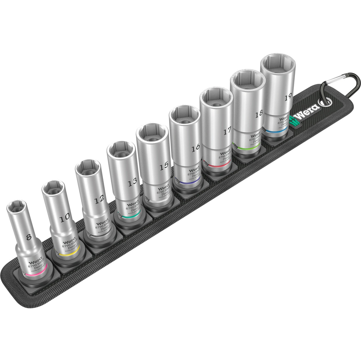 Wera Belt B Deep 1 jeu de douilles, avec 3 clés à douille à 8 entraînements, 9 pièces (noir)