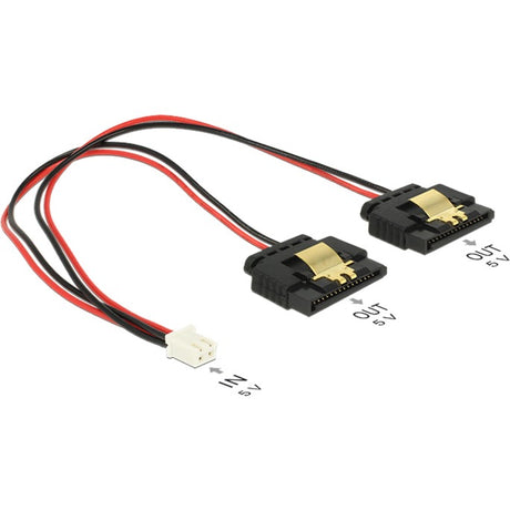 Delock alimentation 2 broches femelle > 2 x câble répartiteur SATA 15 broches (noir rouge, 0,2 mètre)
