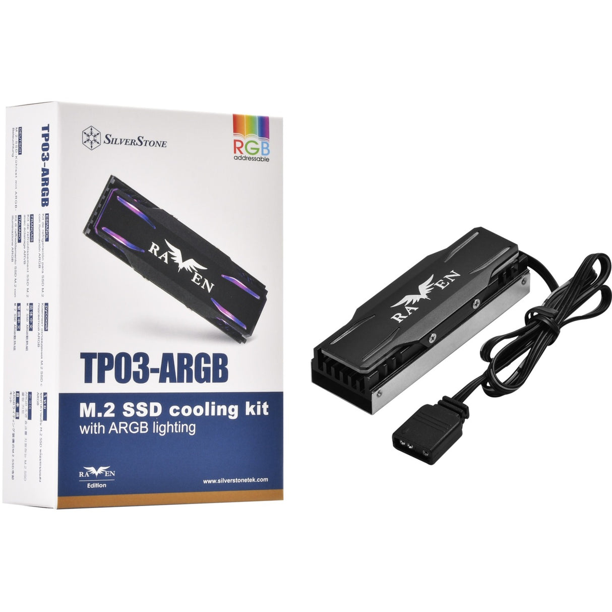 Dissipateur thermique Silverstone TP03-ARGB (noir, adapté au SSD m.2 2280)