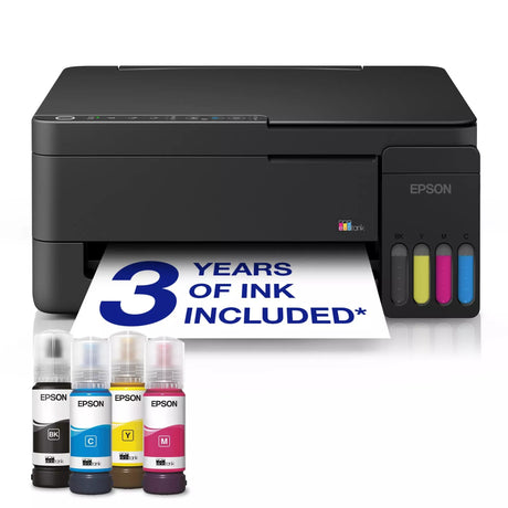 Epson ecotank et-2912 imprimante jet d'encre tout-en-un (noir, numérisation, copie, wi-fi, incluant jusqu'à 3 ans d'encre, c11cl62406)