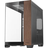 Boîtier tour midi en bois courbe Antec c8 (couleur bois noir | 2x USB-A | 1x USB-C | verre trempé)