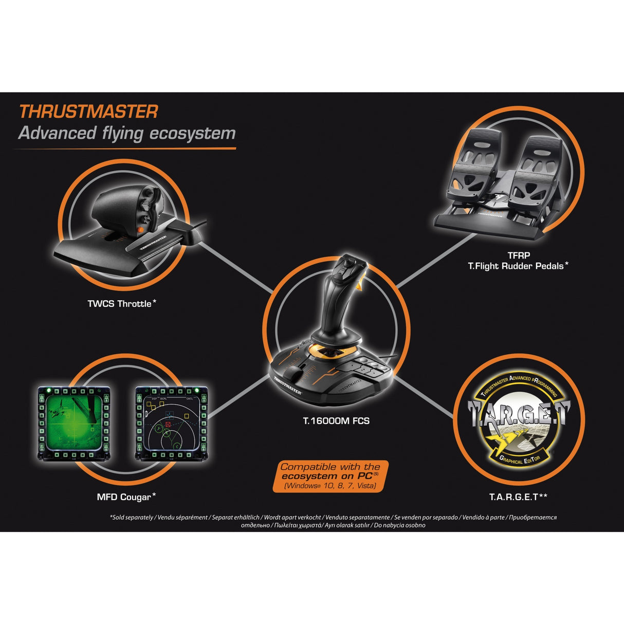 Joystick Thrustmaster t.16000m fcs (noir orange, pc)