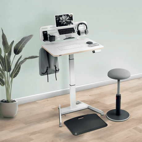 Bureau assis-debout Leitz ergo électrique - réglable en hauteur - petit bureau - avec fonction mémoire - 80 x 60 cm - blanc