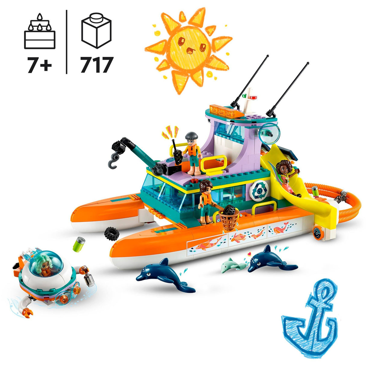 Lego Friends - jouet de construction de bateau de sauvetage en mer (41734)