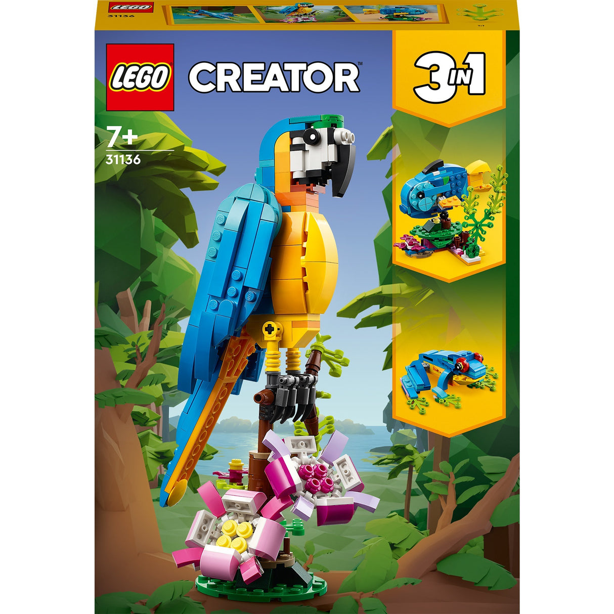 Lego Creator 3en1 perroquet exotique - grenouille - ensemble de jouets animaux poisson pour enfants - 31136