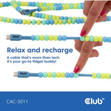 Câble perlé Club 3D USB-C bleu, câble de 2 mètres (bleu)