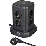 Tour multiprise Brennerstuhl avec 8 multiprises disposées à 45° (noir, 2x USB-A, 1x USB-C Power Delivery)