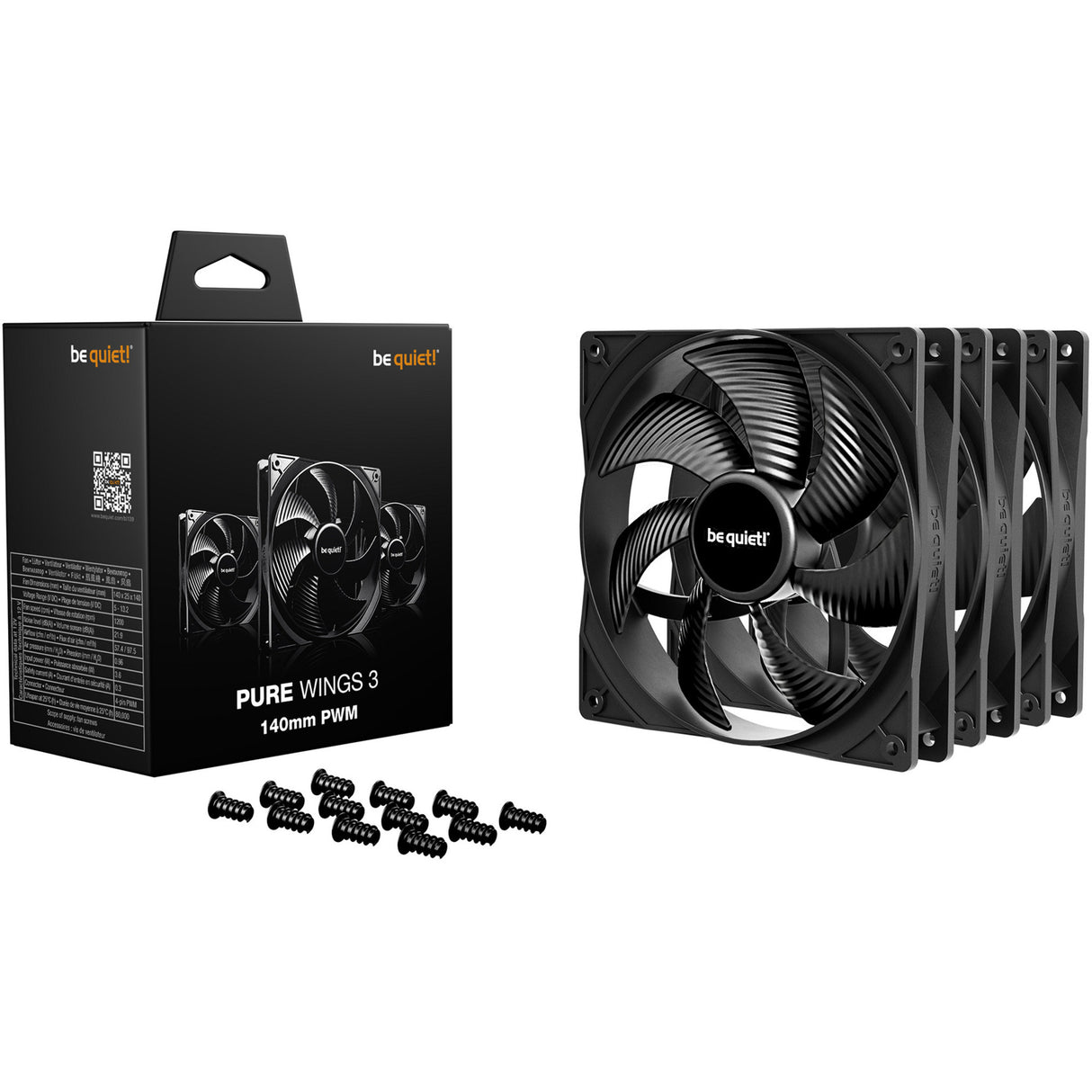 Soyez silencieux! pure ailes 3 ventilateurs de boîtier (noir, 3 pièces, 140 x 140 x 25 mm, pwm)