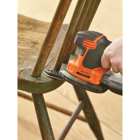 Ponceuse de détail de souris Black+decker 120 watts ponceuse delta ka2500k-qs (orange noir, accessoires et étui inclus)