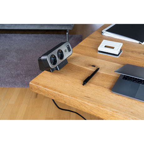Brennerstuhl brennerstuhl®estilo prise duplex, 1x USB C, 1x USB A, 10x prises de sécurité, argent noir - 1153580200