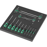 Wera 9712 insert en mousse avec jeu de tournevis Torx HF 1, 14 pièces (noir gris, dans insert en mousse pour chariot d'atelier)