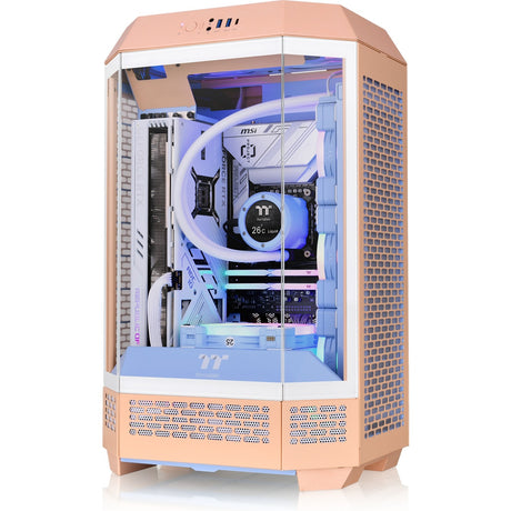 Thermaltake the tower 300 - boîtier mini tour pêche fuzz (pêche | 3x USB-A | verre trempé)