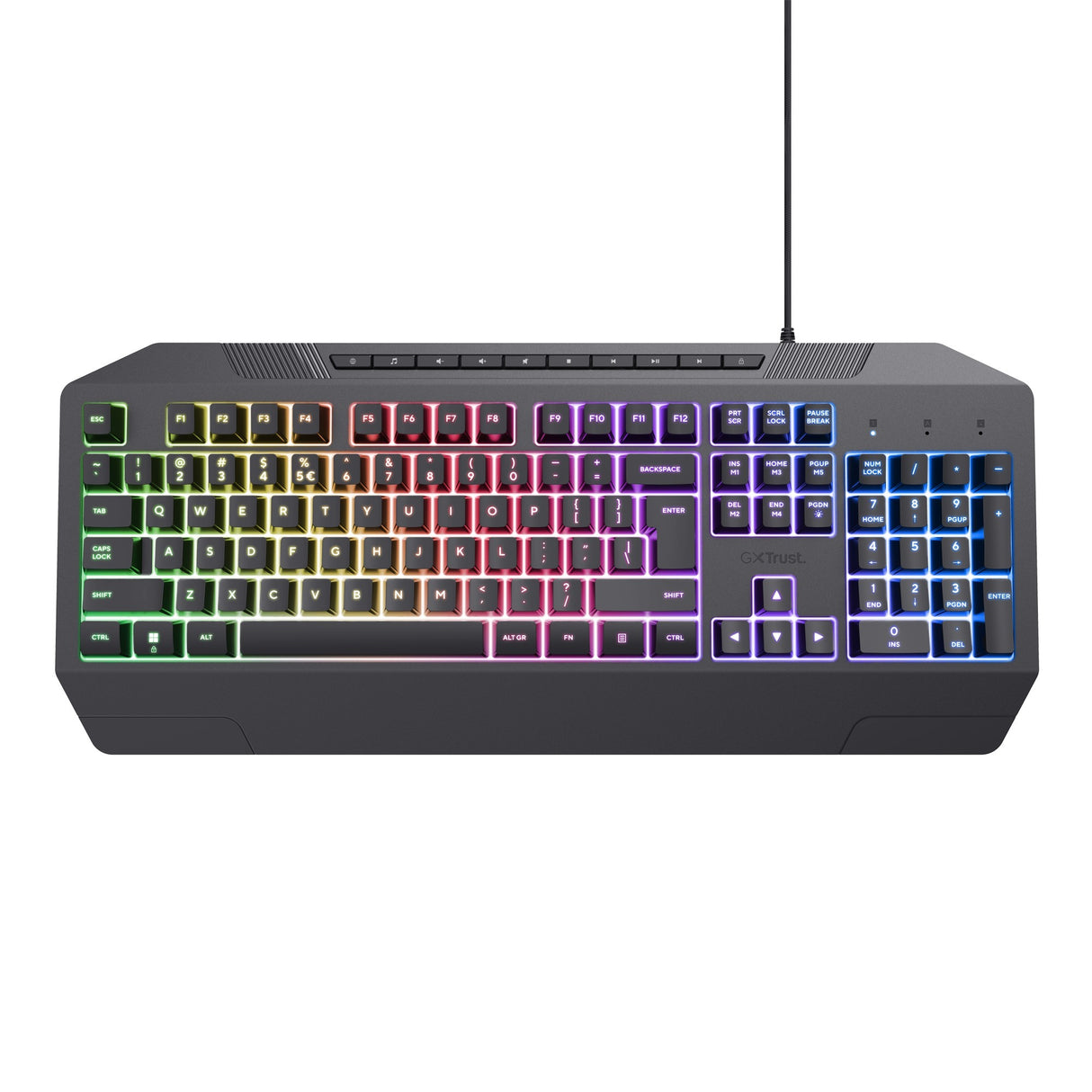 Clavier de jeu Trust GXT 836 EVOCX RGB (noir, disposition américaine (QWERTY), membrane, 100%, RVB)