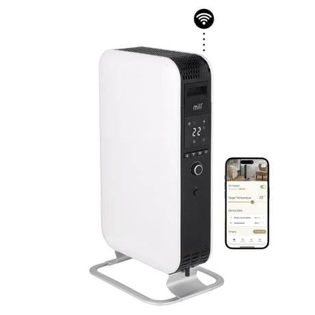 Mill gentle air wifi olieradiator oil1500wifi3 (wit zwart, 1500 watt, tot 22 m², bluetooth, wifi module, app bediening)