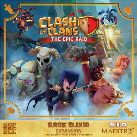 Asmodee clash of clans : the epic raid - jeu de société d'extension dark élixir (anglais, 2 - 4 joueurs, 45 - 90 minutes, à partir de 12 ans, extension)
