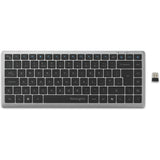 Kensington KB435 EQ clavier compact multi-appareils rechargeable (gris, disposition internationale américaine (QWERTY), commutateurs à ciseaux, 80 % (TKL), USB, 2,4 GHz, Bluetooth 5.4)