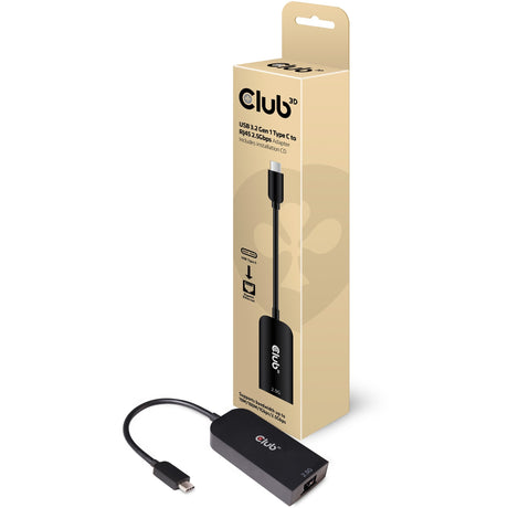Adaptateur Club 3D USB-C 3.2 Gen1 > RJ-45 2,5 Gbit/s (noir, 0,16 mètre)