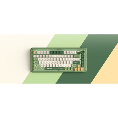 Clavier mécanique sans fil de camping Iqunix zx75 (vert, disposition américaine (qwerty), bleu cerise mx, 75 %, LED RVB, remplaçable à chaud, pbt double prise, 2,4 GHz | Bluetooth 5.1 | USB-C)