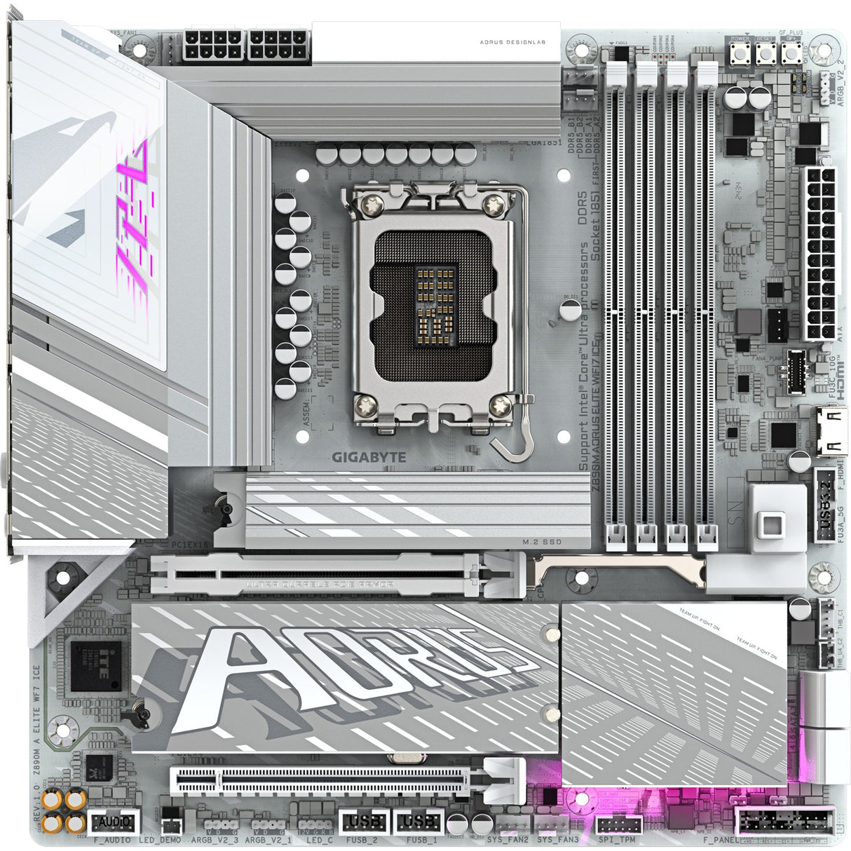 Carte mère Gigabyte Z890M Aorus Elite WF7 Ice Socket 1851 (RAID, 2,5 Go-LAN, Wi-Fi 7, BT, son, µATX)