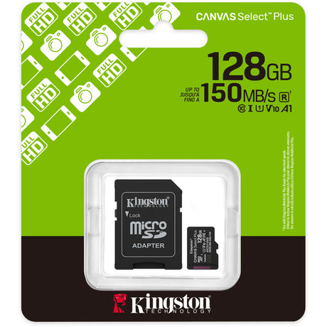 Carte mémoire MicroSDXC Kingston Canvas Select Plus 128 Go (noir, UHS-I U1, classe 10, V10, avec adaptateur SD)