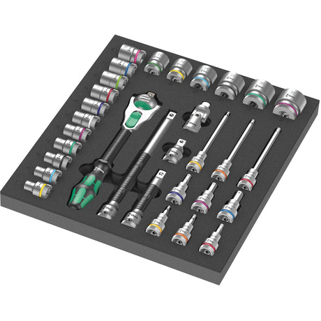 Wera 9722 insert en mousse avec cliquet zyklop 8000 c 1 2 jeu 1, 31 pièces - 05150112001