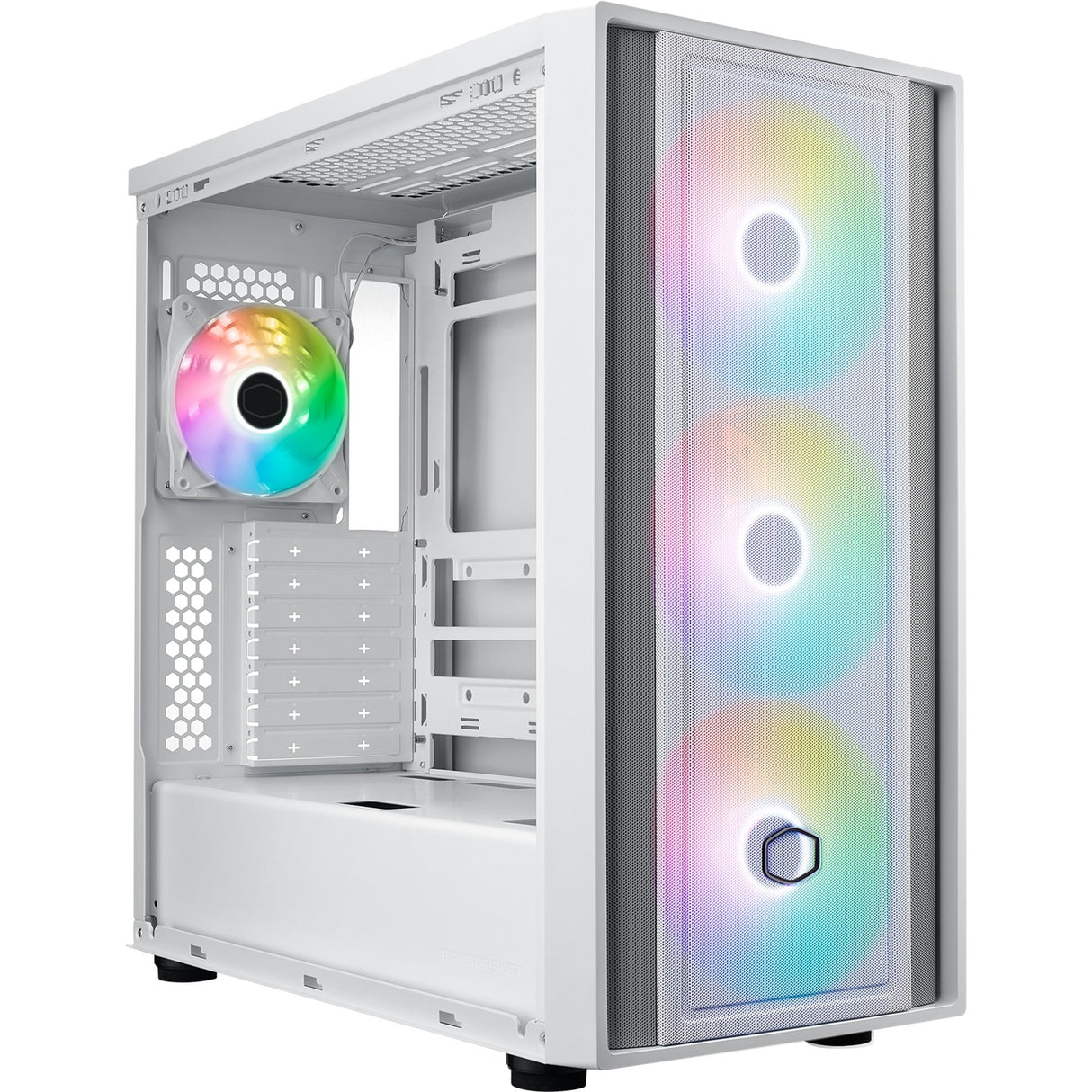 Boîtier tour midi Cooler master masterbox 600 (blanc | 2x USB-A | 1x USB-C | RGB | verre trempé)