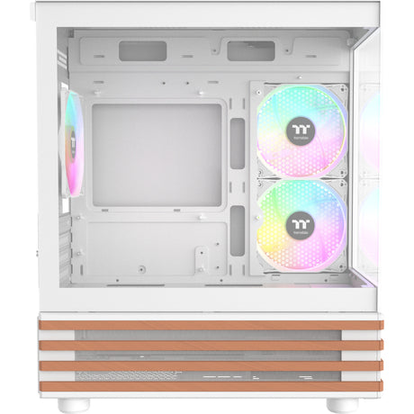 Thermaltake view 170 ws argb mini tower behuizing (wit houtkleur | 2x usb-a | rgb | tempered glass)