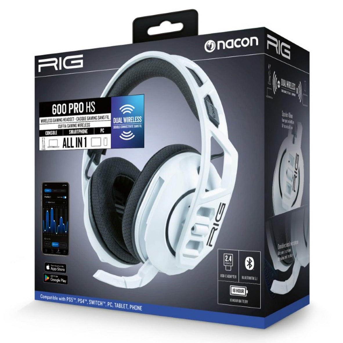 Casque de jeu supra-auriculaire Nacon rig 600 pro HS (blanc, Playstation 5, Playstation 4, Windows, Nintendo Switch, Android, iOS)