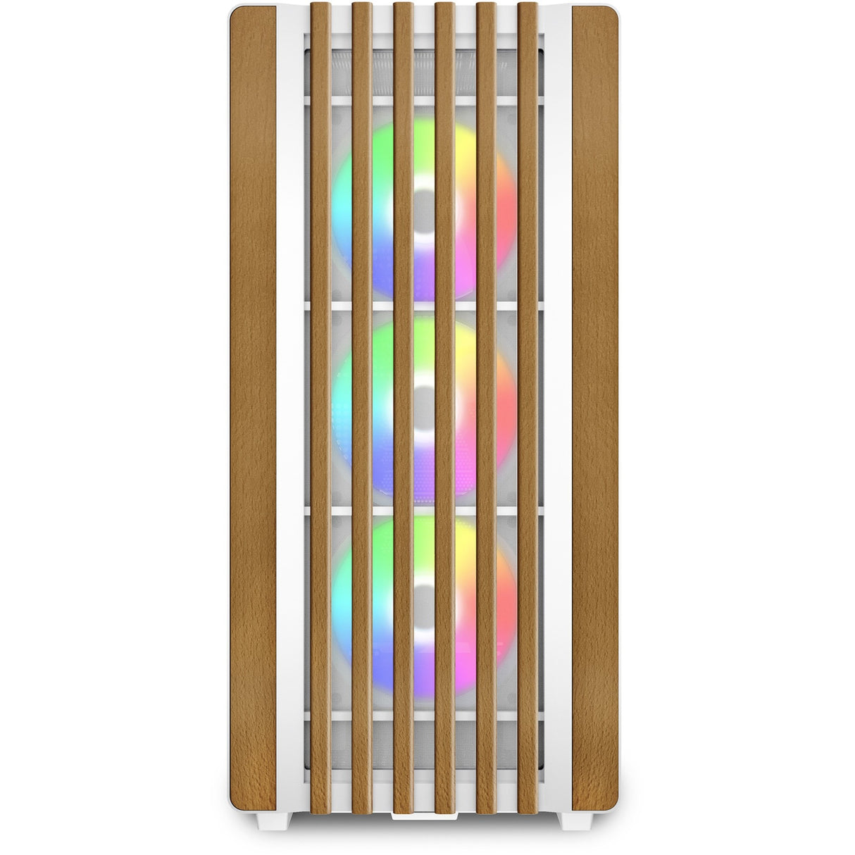Boîtier tour midi Sharkoon rebel c70g rgb (couleur bois blanc | 2x usb-a | 1x usb-c | rgb | verre trempé)